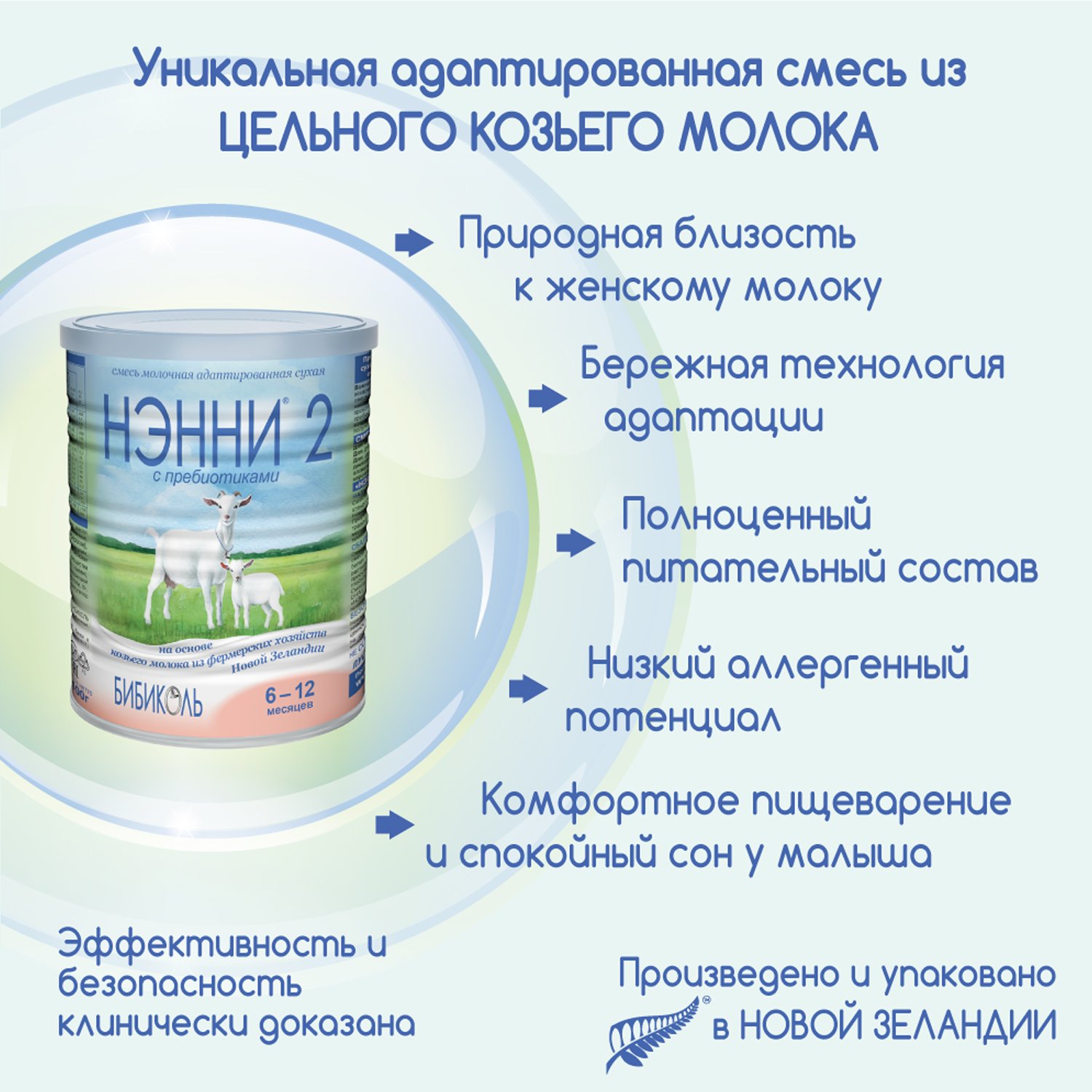 Молочная смесь Нэнни 2 с пребиотиками на основе козьего молока 400 г с 6-12 мес